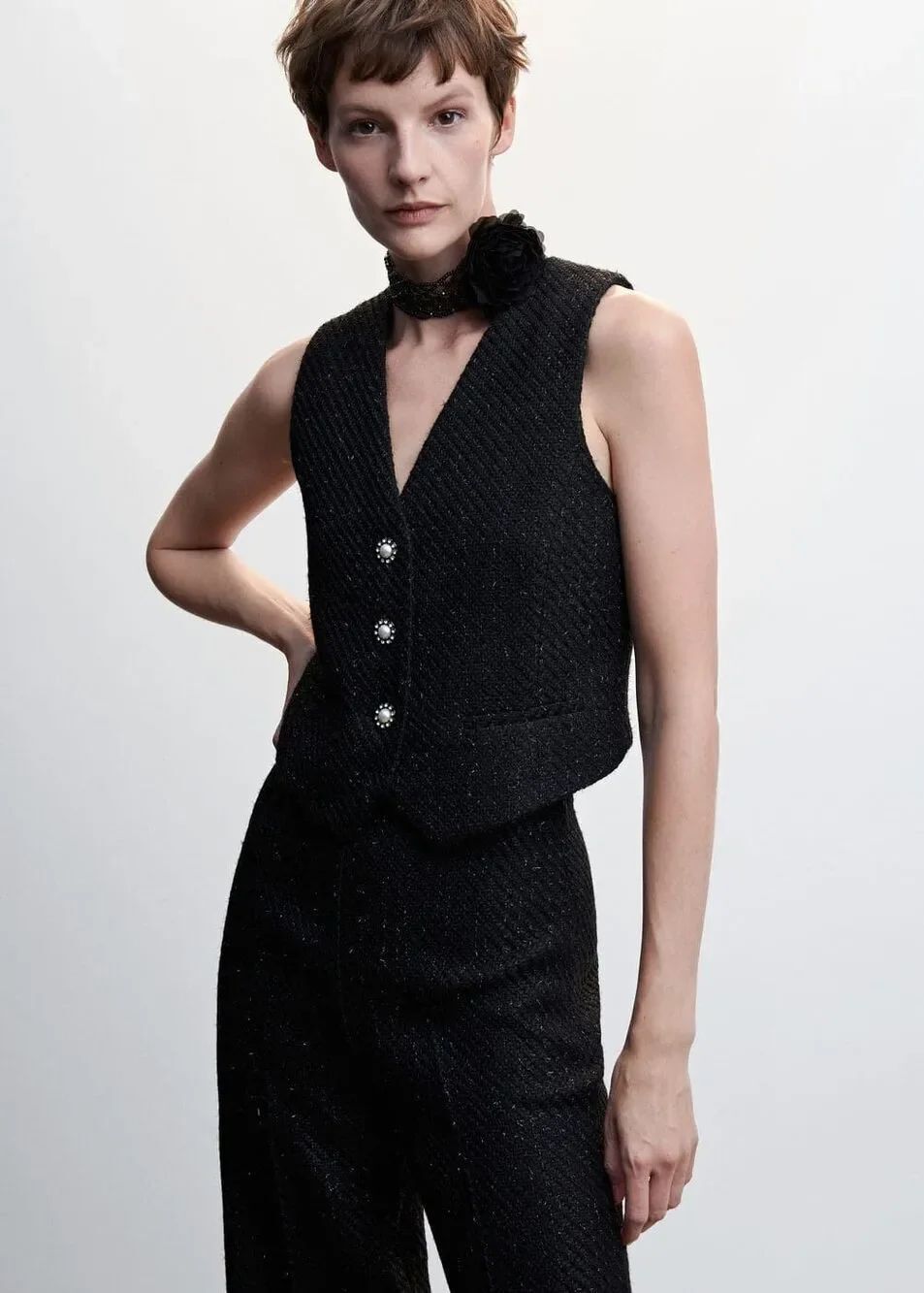 Jason Wu Vest in Black Sparkle Large